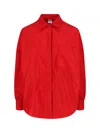 Aspesi Long Sleeve Collared Top Chest Pocket In Red