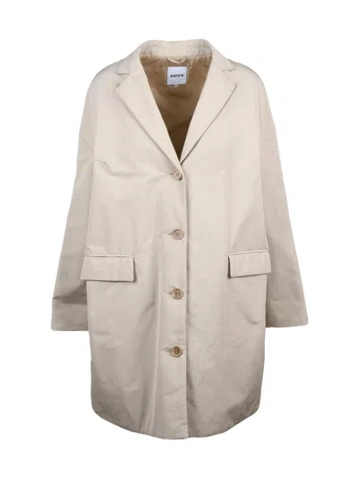 Aspesi Short Beige Coat With Light Padding And Flap Pockets In Multi
