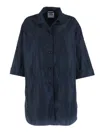 Aspesi Short Loose Fitting Overcoat In Blue