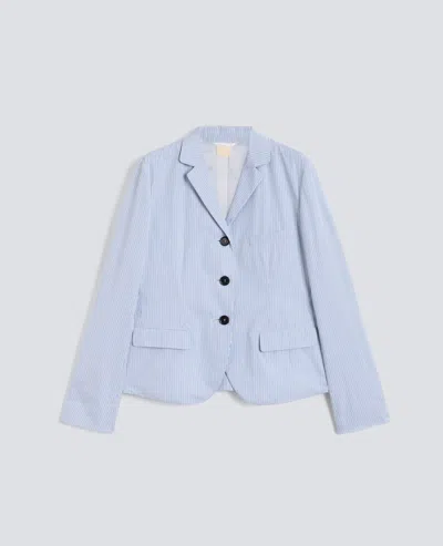 Aspesi Short Single-breasted Jacket In Cotton Poplin - Aa Capsule Collection In Blue