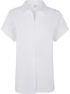 Aspesi Short-sleeved White Cotton Top With V-neck In White