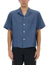 Aspesi Short Sleeves Spread Collar Chest Pocket Shirt In Blue
