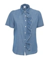 ASPESI SHORT SLEEVE RUFFLED DETAIL SHIRT