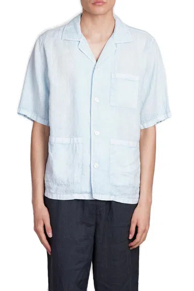 Aspesi Short Sleeved Buttoned Shirt In Blue