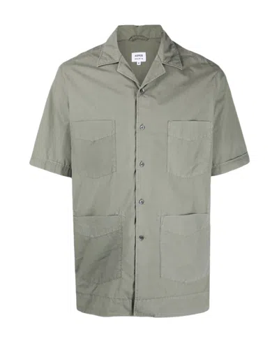 Aspesi Short-sleeved Cotton Shirt In Gray