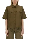 Aspesi Cotton Shirt With Pockets And Epaulettes In Green