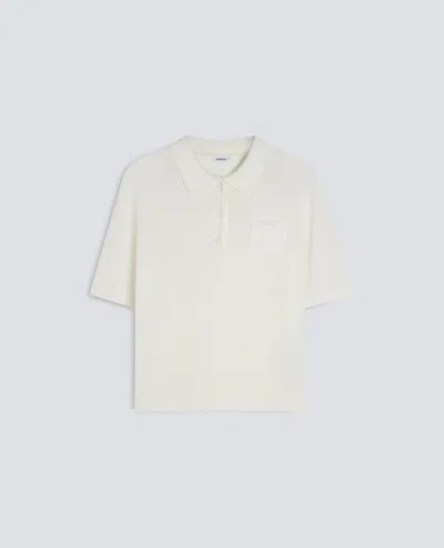 Aspesi Short-sleeved Polo Shirt In Pure Linen Yarn In Neutral