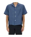 Aspesi Short Sleeves Spread Collar Chest Pocket Shirt In Blue