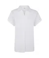 Aspesi Short-sleeved White Cotton Top With V-neck In White