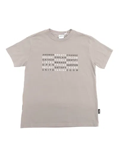 Aspesi Kids' Text-print Cotton T-shirt In Grey