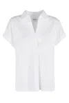 Aspesi Short-sleeved White Cotton Top With V-neck In White