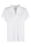 Aspesi Short-sleeved White Cotton Top With V-neck