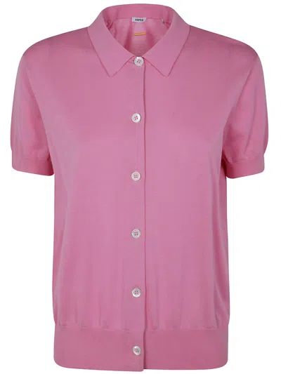 Aspesi Short Sleeves Cardigan In Pink
