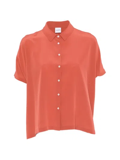 Aspesi Short-sleeve Buttoned Shirt In Orange