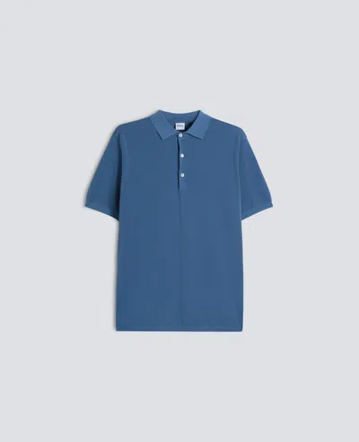 Aspesi Short-sleeved Polo Shirt In Garment-dyed Pique Stitch Cotton In Blue