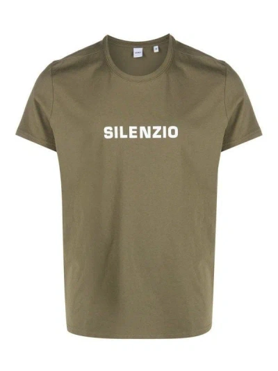 Aspesi Silenzio Print Cotton T-shirt In Green
