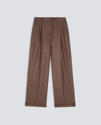 Aspesi Silk And Virgin Wool Canvas Trousers - Brown Check