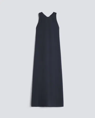 Aspesi Silk Crepe De Chine Long Dress In Blue