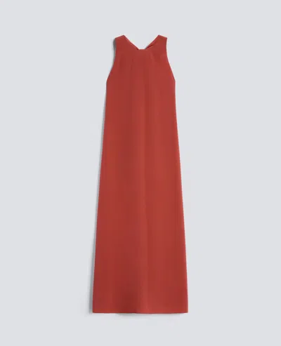Aspesi Silk Crepe De Chine Long Dress In Red