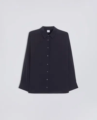 Aspesi Silk Crepe De Chine Shirt In Blue