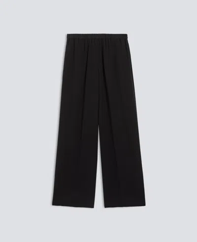Aspesi Silk Crepe De Chine Trousers In Black