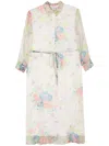 Aspesi Silk Floral Midi Dress In White