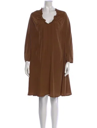 Pre-owned Aspesi Silk Knee-length Dress W/ Tags In Brown