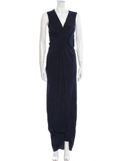 Pre-owned Aspesi Silk Long Dress W/ Tags In Blue