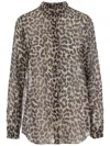 Aspesi Animal Print Collared Neck Long Sleeves Top In Brown