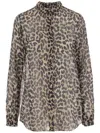 Aspesi Animal Print Collared Neck Long Sleeves Top In Multi