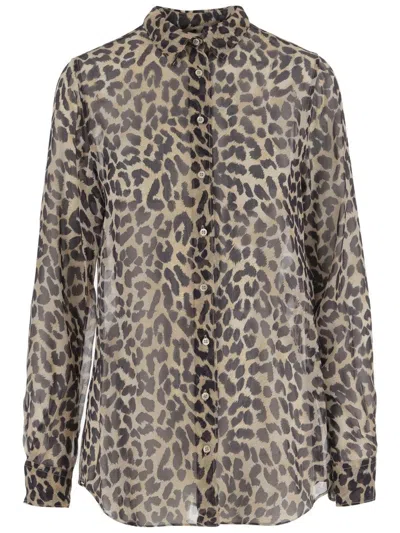 ASPESI SILK SHIRT WITH LEOPARD PRINT