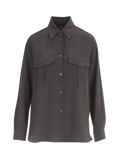 Aspesi Women's Silk Shirt W/two Pockets In Grey