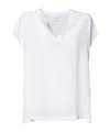 Aspesi Short-sleeved White Cotton Top With V-neck In White