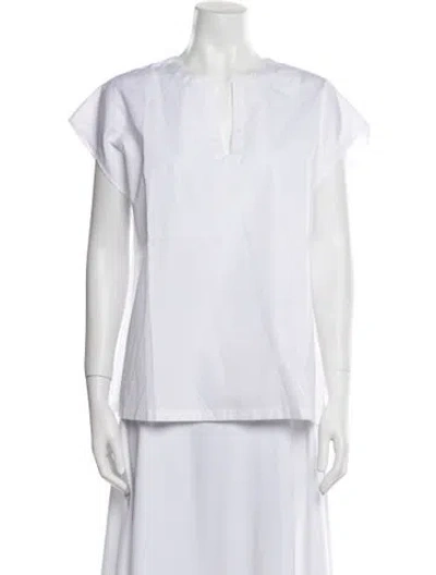 Pre-owned Aspesi Silk V-neck Blouse W/ Tags In White