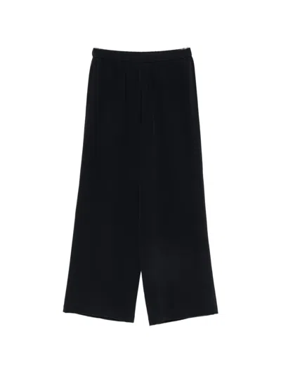 Aspesi Silk Wide-leg Trousers In Blue