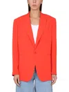 Aspesi Lapel Collar Knitted Blazer In Orange