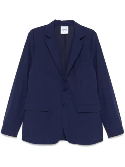 Aspesi Single-breasted Blazer In Blue