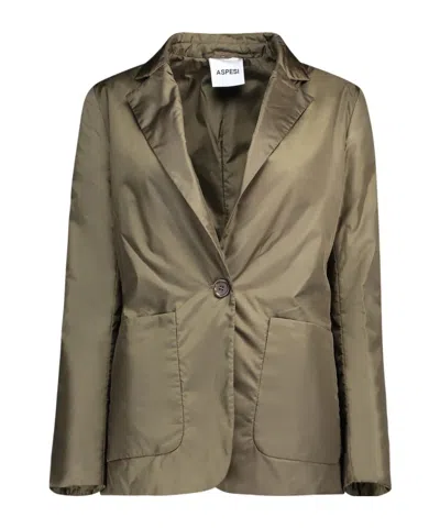 Aspesi Single-breasted Cotton-padded Jacket In Green