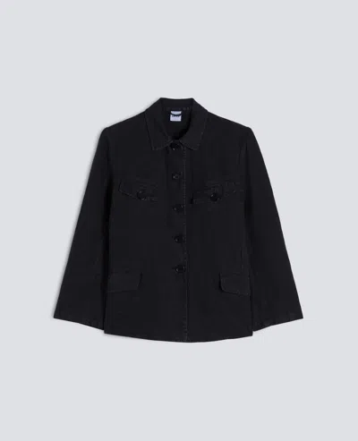 Aspesi Single-breasted Jacket In Garment-dyed Slub Linen In Blue