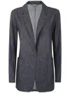 Aspesi Single Breasted Sleeved Blazer In Denim