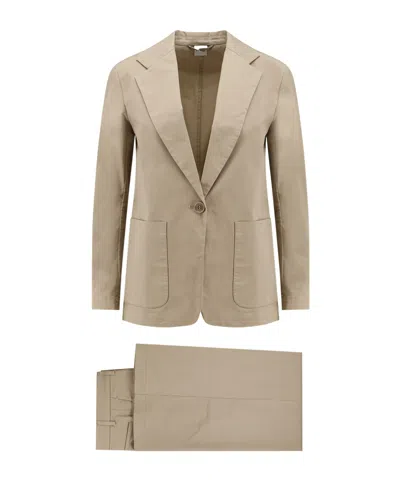 Aspesi Single Breasted Wide-leg Suit In Brown