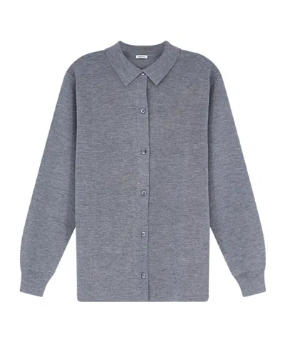 Aspesi Single-breasted Long-sleeve Knit Top In Gray