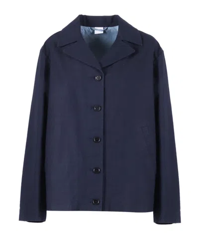 Aspesi Single-breasted Long-sleeved Casual Jacket In Blue