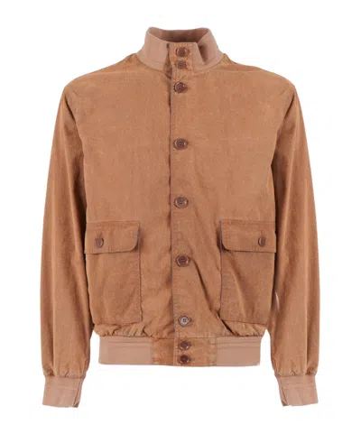Aspesi Single-breasted Long-sleeved Casual Jacket In Brown
