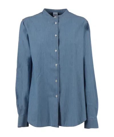 Aspesi Single-breasted Long-sleeved Shirt In Blue