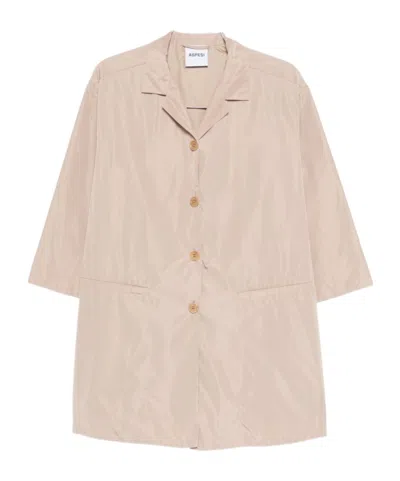 Aspesi Single-breasted Long-sleeved Trench Coat In Neutral