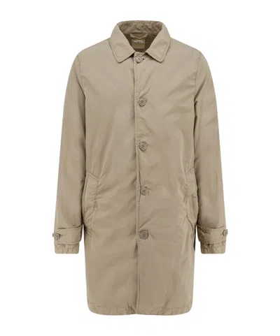 Aspesi Single-breasted Long-sleeved Trench Coat In Neutral