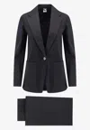 Aspesi Stretch Cotton Suit Single Breasted Blazer In Blue