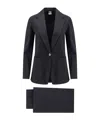 Aspesi Stretch Cotton Suit Single Breasted Blazer In Black