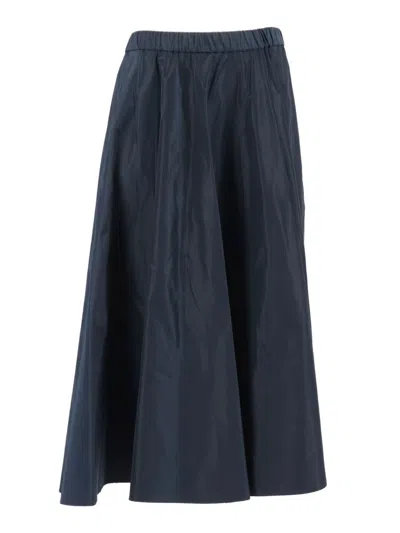 Aspesi Pleated A-line Mid-length Skirt In Blue